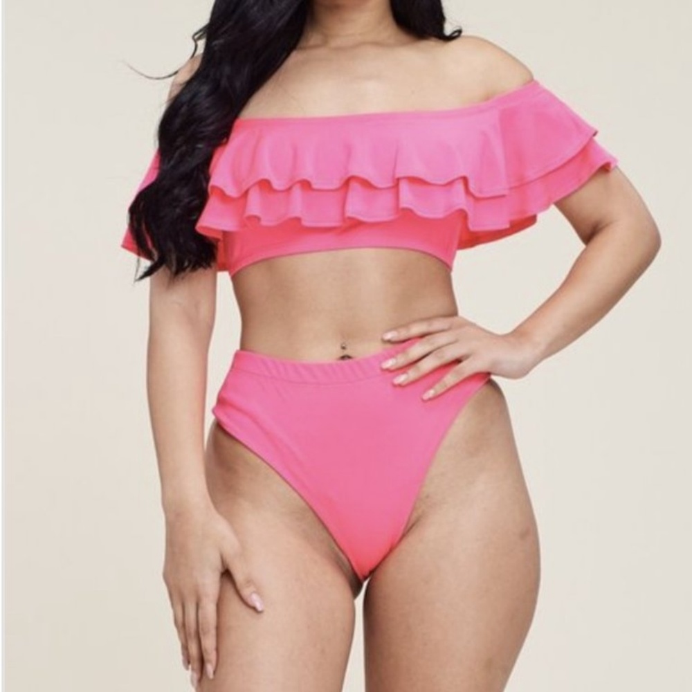 Ruffled top Bikini Set